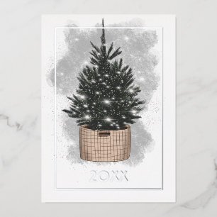 Carte De Vœux En Aluminium Flammes de Noël Famille Photo Collage Foil Vacance