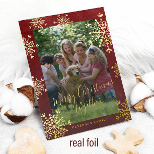 Carte De Vœux En Aluminium Flèches blanches 2 photos famille Noël rouge