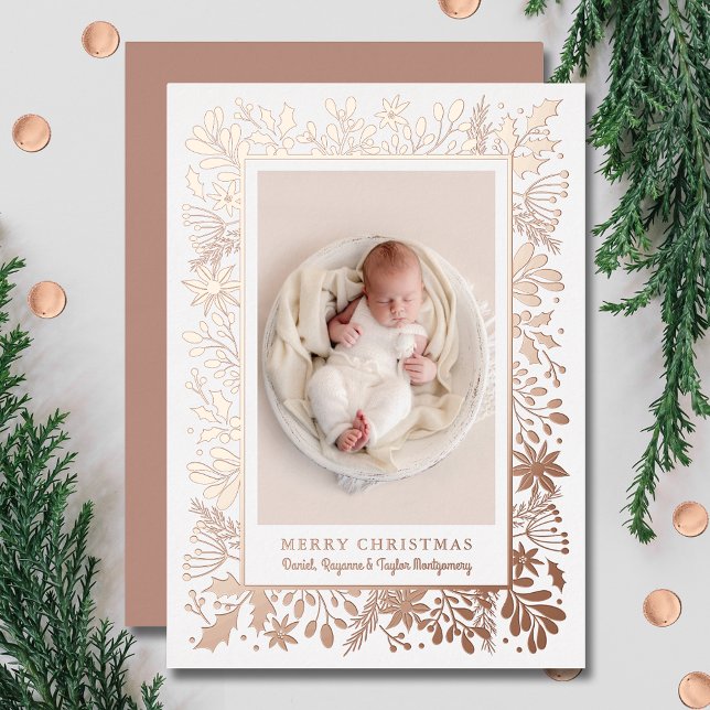 Carte De Vœux En Aluminium Fleurs d'hiver Photo de Noël (Créateur téléchargé)
