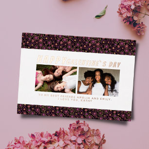 Carte De Vœux En Aluminium Fleurs Motif Galentine`s Day Amies 2 Photo
