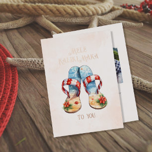 Carte De Vœux En Aluminium Flip Flop de Noël Hawaii Way