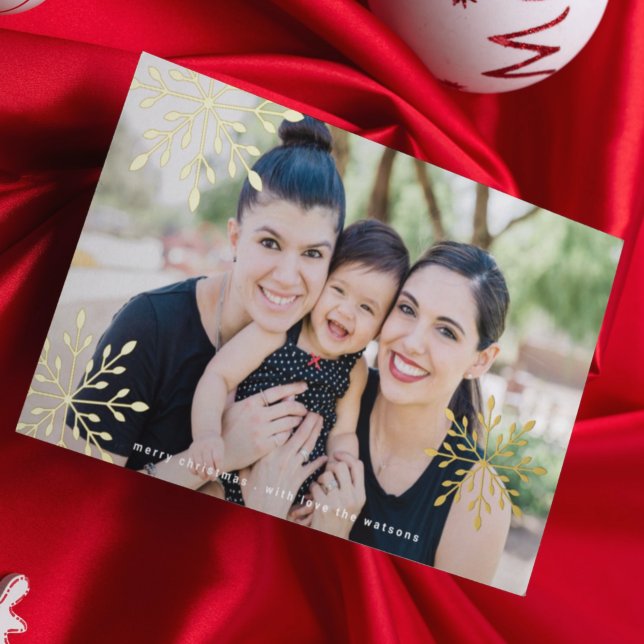 Carte De Vœux En Aluminium flocons d'or moderne joyeux Noël Photo (Créateur téléchargé)