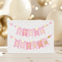 Foil Card de Félicitations pour bébé soeur