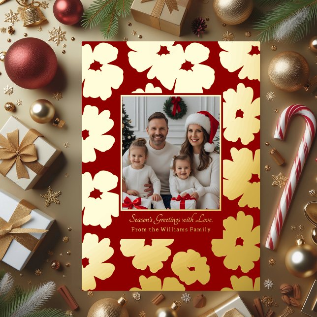 Carte De Vœux En Aluminium Foil Christmas Card Modèle Photos Holiday Red (Créateur téléchargé)