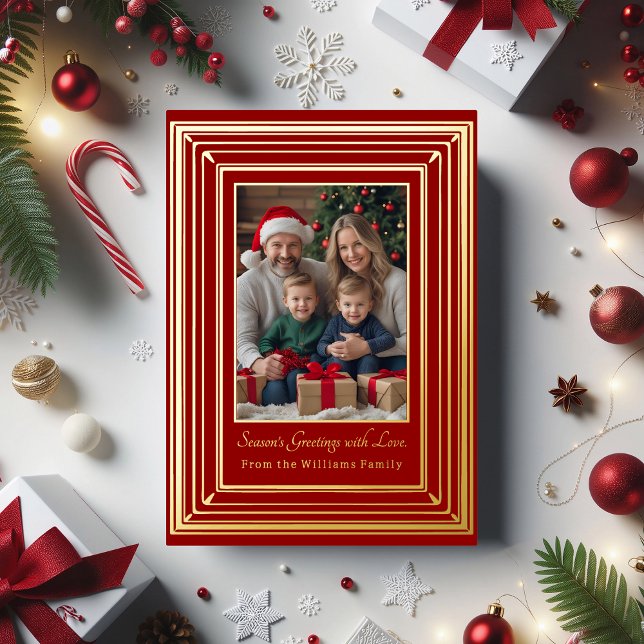 Carte De Vœux En Aluminium Foil Christmas Card Modèle Photos Holiday Red (Créateur téléchargé)