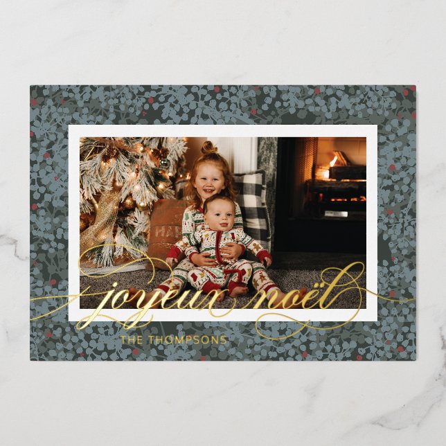 Carte De Vœux En Aluminium Foil Joyeux Noel Berries (Recto)