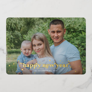 Carte De Vœux En Aluminium Font Moderne Rétro + Stars Bonne Année Photo