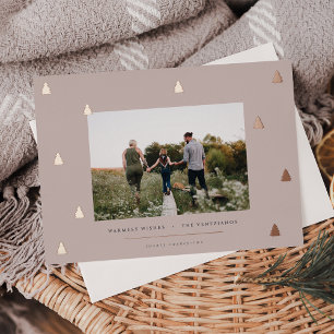 Carte De Vœux En Aluminium Forêt dorée   Élégante photo de Noël