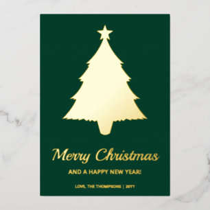 Carte De Vœux En Aluminium Forme d'arbre de Noël minimaliste avec texte sur f