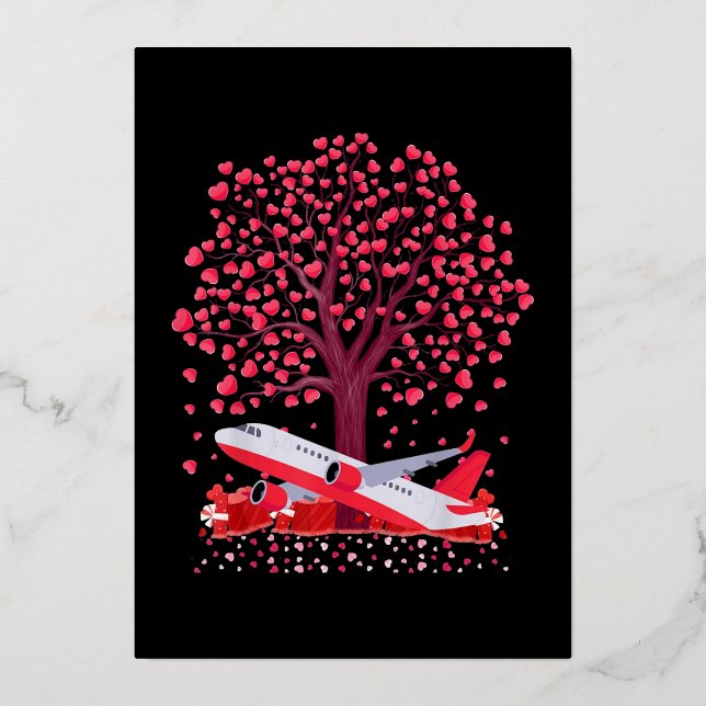 Carte De Vœux En Aluminium Forme de coeur de l'avion (Recto)