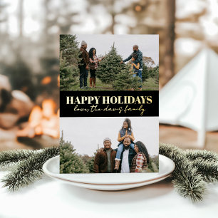 Carte De Vœux En Aluminium Formule "Joyeuses Fêtes" Moderne Simple Noir