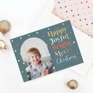 Carte De Vœux En Aluminium Fun Confetti moderne Happy Joyful Bright Photo Arc