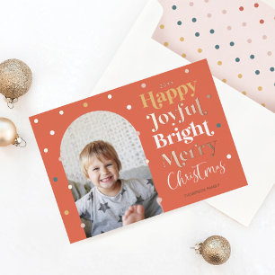 Carte De Vœux En Aluminium Fun Confetti moderne Happy Joyful Bright Photo Arc
