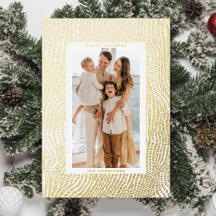 Carte De Vœux En Aluminium Fun moderne Gold White Joyeux Noël Frontière Photo