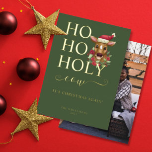 Carte De Vœux En Aluminium Funny Holy Cow Christmas Photo