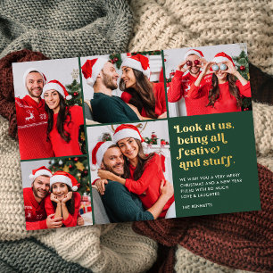 Carte De Vœux En Aluminium Funny Regardez-nous 5 Collage photo Noël