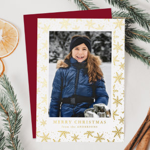 Carte De Vœux En Aluminium Galets de neige dorés Photo Gold