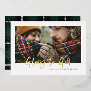 Carte De Vœux En Aluminium gaufrage de script gloire à dieu tartan vert photo