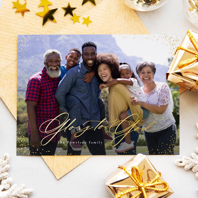 Carte De Vœux En Aluminium Gloire à Dieu une photo Noël religieux (Créateur téléchargé)