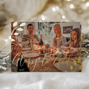 Carte De Vœux En Aluminium Glory to God Christmas Photo