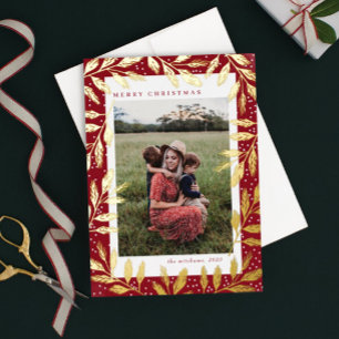 Carte De Vœux En Aluminium Gold Foil Branches 3 Photo de Christmas