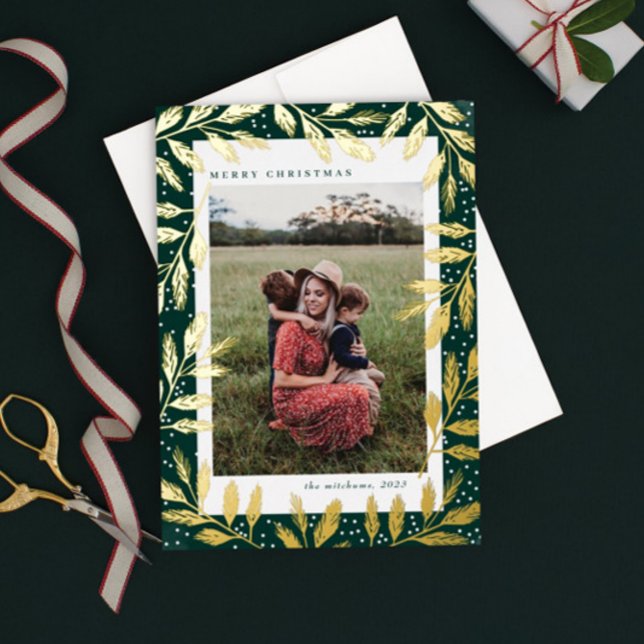 Carte De Vœux En Aluminium Gold Foil Branches 3 Photo de Christmas (Créateur téléchargé)