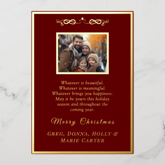 Carte De Vœux En Aluminium Gold Foil Joyeux Noël (Recto)