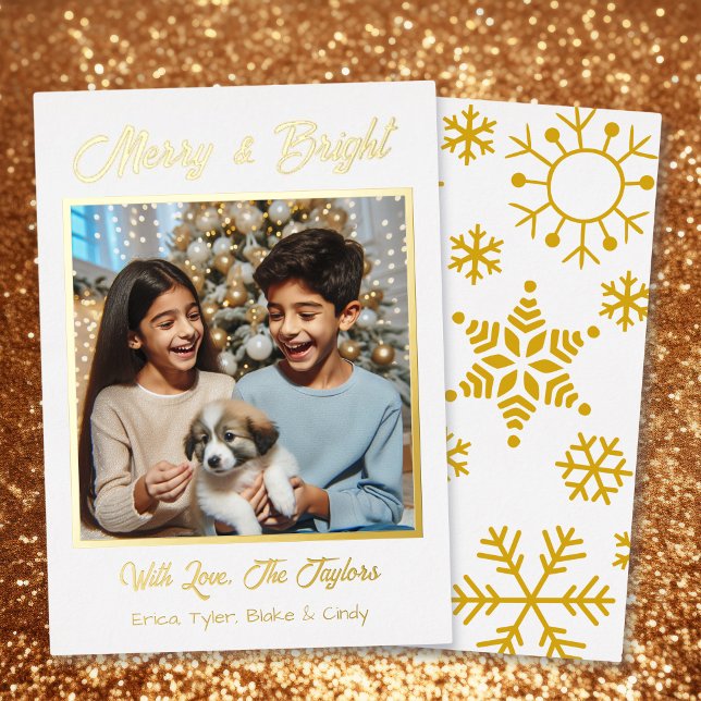 Carte De Vœux En Aluminium Gold Foil Personnalisé Photo de famille Noël (Créateur téléchargé)