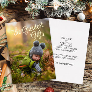 Carte De Vœux En Aluminium Gold Foil Photo Christmas Holiday Greatest Gifts