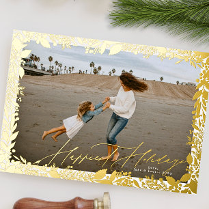 Carte De Vœux En Aluminium Gold Frame fêtera noël traditionnel HAPPIEST