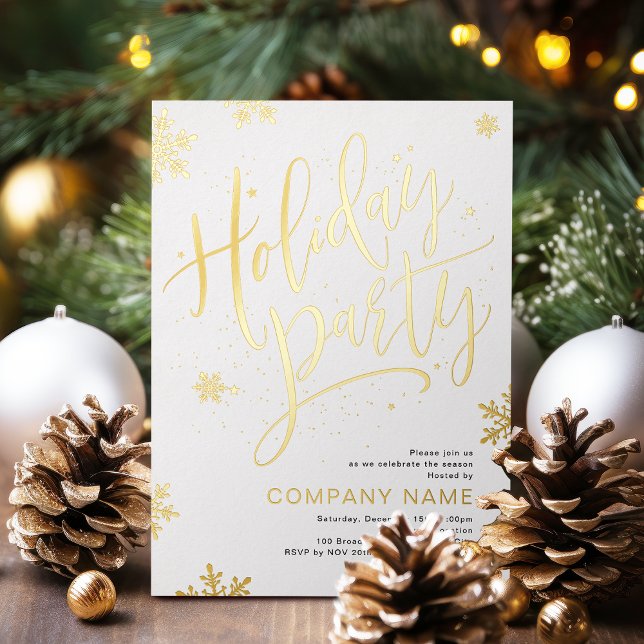 Carte De Vœux En Aluminium Gold handwritten calligraphy holiday Party (Gold handwritten calligraphy holiday Party)