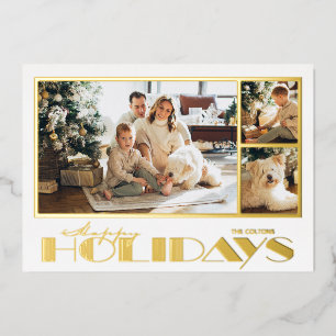 Carte De Vœux En Aluminium Gold Happy Holidays Multi Photos
