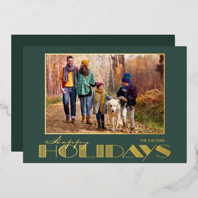 Carte De Vœux En Aluminium Gold Happy Holidays Photo (Recto/Verso)
