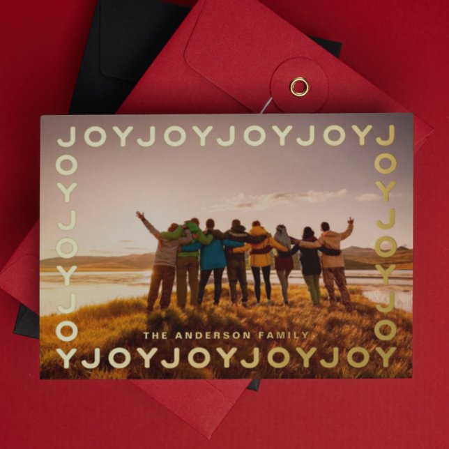 Carte De Vœux En Aluminium Gold Joy Joy Joy Frame PHOTO Noël (Créateur téléchargé)