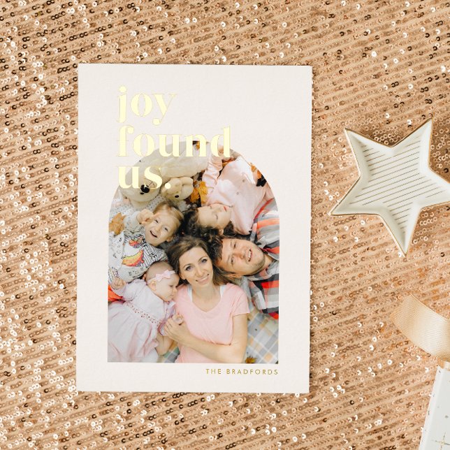 Carte De Vœux En Aluminium Gold Joy Nous A Trouvé Photo Arched (Créateur téléchargé)