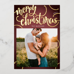 Carte De Vœux En Aluminium Gold Joyeux Noël Lettre cadre Gradient Photo