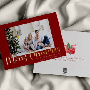 Carte De Vœux En Aluminium Gold Joyeux Noël Photo de famille
