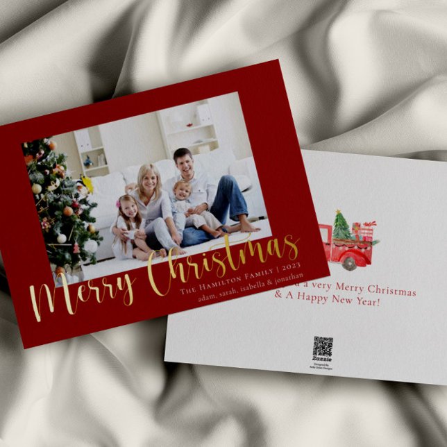 Carte De Vœux En Aluminium Gold Joyeux Noël Photo de famille (Créateur téléchargé)