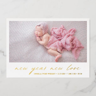 Carte De Vœux En Aluminium Gold Modern Photo Cute Holiday Faire-part de naiss