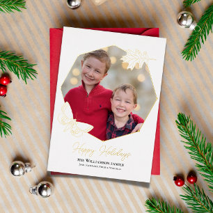 Carte De Vœux En Aluminium Gold Moth Happy Holidays Nature Photo Frame