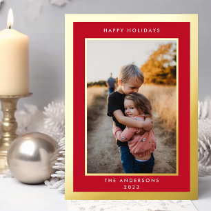 Carte De Vœux En Aluminium Gold Pressé Bold Élégance Noël Frontière Photo
