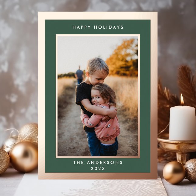 Carte De Vœux En Aluminium Gold Pressé Bold Élégance Noël Frontière Photo (Créateur téléchargé)