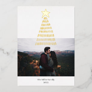 Carte De Vœux En Aluminium Golden Christmas Tree Star