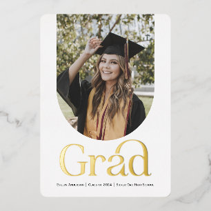 Carte De Vœux En Aluminium Grad d'or moderne, faire-part de diplôme de photog