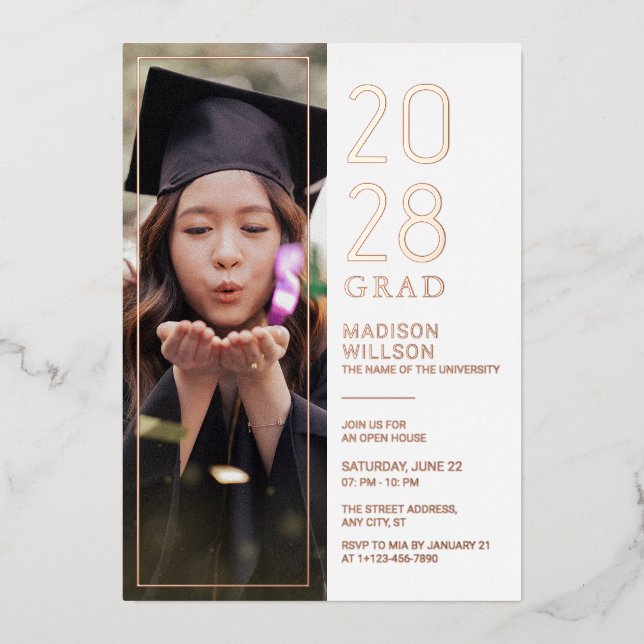 Carte De Vœux En Aluminium Grad Party Custom Photo (Recto)