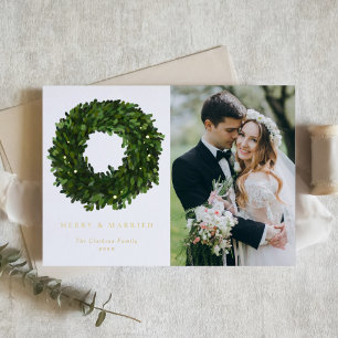 Carte De Vœux En Aluminium Green Boxwood Wreath photo de Noël
