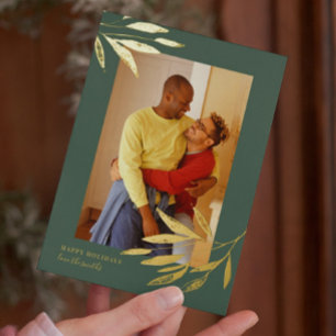 Carte De Vœux En Aluminium Green Organic Mariage de Noël naturel Photo Gold