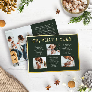 Carte De Vœux En Aluminium Green What A Year Foil Holiday Card