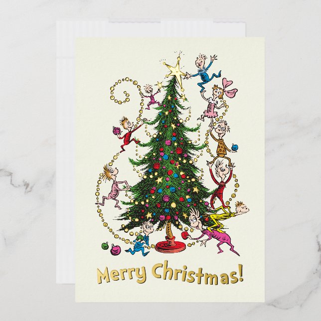 Carte De Vœux En Aluminium Grinch classique | Arbre de Noël (Enveloppe)