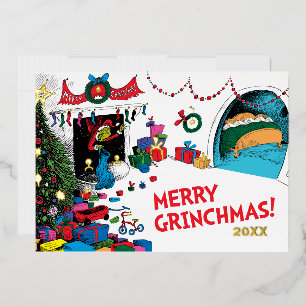 Carte De Vœux En Aluminium Grinch classique   Grinch in Chimney